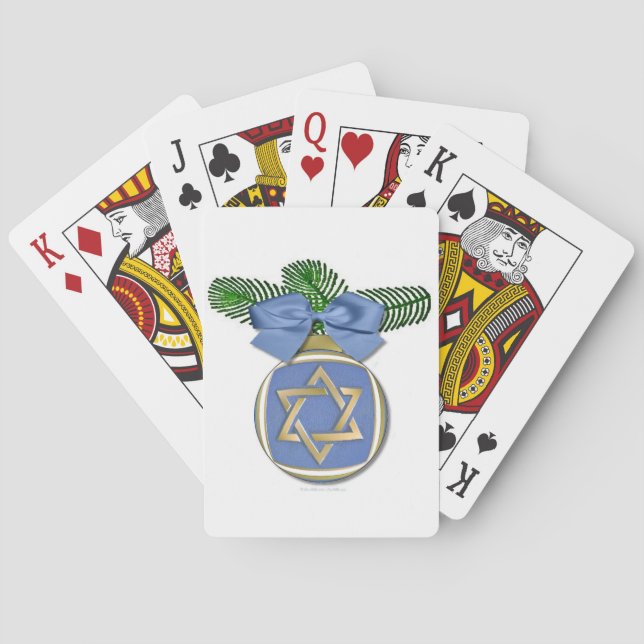 Judaica Hanukkah Star Of David Ornament Print Playing Cards (Back)