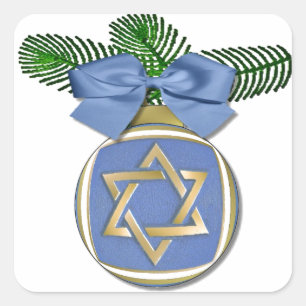 Judaica Hanukkah Star Of David Ornament Print Square Sticker