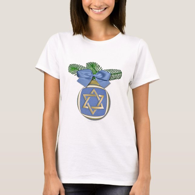 Judaica Hanukkah Star Of David Ornament Print T-Shirt (Front)