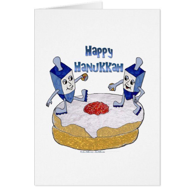 Judaica Happy Hanukkah Dancing Dreidels Doughnut (Front)