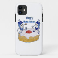 Judaica Happy Hanukkah Dancing Dreidels Doughnut