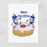 Judaica Happy Hanukkah Dancing Dreidels Doughnut