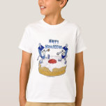 Judaica Happy Hanukkah Dancing Dreidels Doughnut T-Shirt<br><div class="desc">You are viewing The Lee Hiller Designs Collection of Home and Office Decor,  Apparel,  Gifts and Collectibles. The Designs include Lee Hiller Photography and Mixed Media Digital Art Collection. You can view her Nature photography at http://HikeOurPlanet.com/ and follow her hiking blog within Hot Springs National Park.</div>