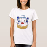 Judaica Happy Hanukkah Dancing Dreidels Doughnut T-Shirt<br><div class="desc">You are viewing The Lee Hiller Designs Collection of Home and Office Decor,  Apparel,  Gifts and Collectibles. The Designs include Lee Hiller Photography and Mixed Media Digital Art Collection. You can view her Nature photography at http://HikeOurPlanet.com/ and follow her hiking blog within Hot Springs National Park.</div>