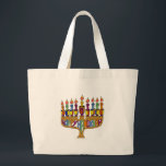 Judaica Happy Hanukkah Dreidel Menorah Large Tote Bag<br><div class="desc">You are viewing The Lee Hiller Designs Collection of Home and Office Decor,  Apparel,  Gifts and Collectibles. The Designs include Lee Hiller Photography and Mixed Media Digital Art Collection. You can view her Nature photography at http://HikeOurPlanet.com/ and follow her hiking blog within Hot Springs National Park.</div>