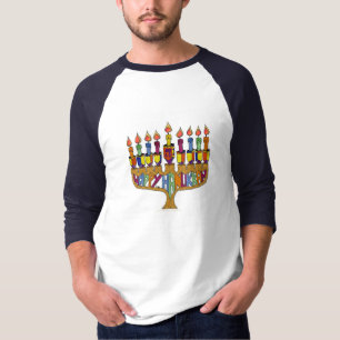 Judaica Happy Hanukkah Dreidel Menorah T-Shirt