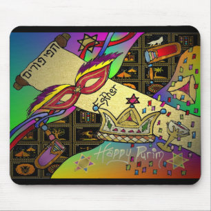 Judaica Happy Purim Jewish Holiday Gifts Apparel Mouse Mat