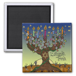 Judaica L'shanah Tovah Tree Of Life Gifts Apparel Magnet