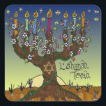 Judaica L'shanah Tovah Tree Of Life Gifts Apparel Square Sticker<br><div class="desc">You are viewing The Lee Hiller Design Collection. Apparel,  Gifts & Collectibles  Lee Hiller Photography or Digital Art Collection. You can view her Nature photography at http://HikeOurPlanet.com/ and follow her hiking blog within Hot Springs National Park.</div>