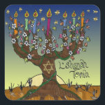 Judaica L'shanah Tovah Tree Of Life Gifts Apparel Square Sticker<br><div class="desc">You are viewing The Lee Hiller Design Collection. Apparel, Gifts & Collectibles Lee Hiller Photography or Digital Art Collection. You can view her Nature photography at http://HikeOurPlanet.com/ and follow her hiking blog within Hot Springs National Park.</div>