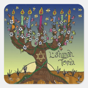 Judaica L'shanah Tovah Tree Of Life Gifts Apparel Square Sticker
