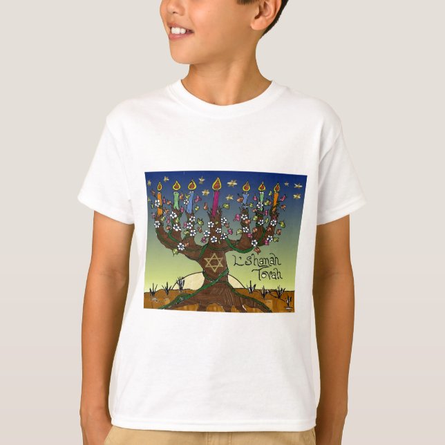 Judaica L'shanah Tovah Tree Of Life Gifts Apparel T-Shirt (Front)