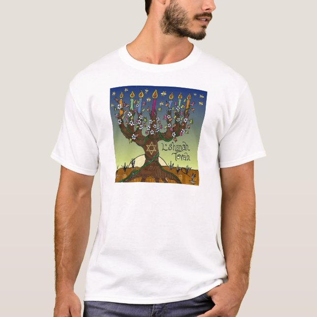Judaica L'shanah Tovah Tree Of Life Gifts Apparel T-Shirt (Front)