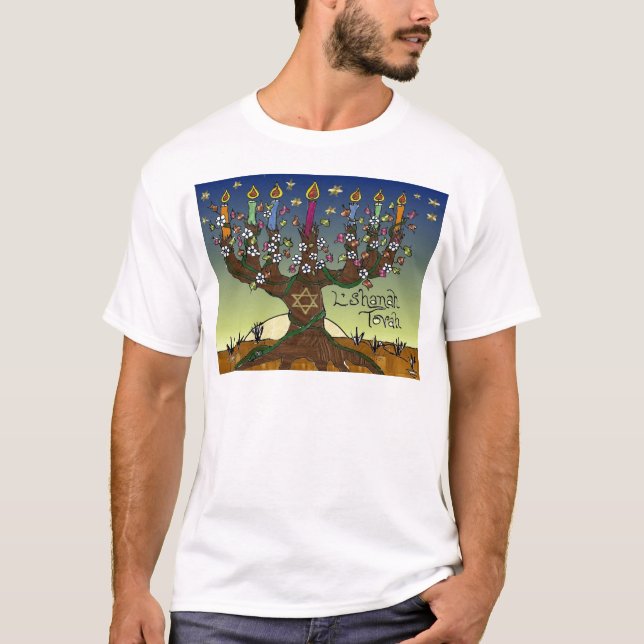 Judaica L'shanah Tovah Tree Of Life Gifts Apparel T-Shirt (Front)