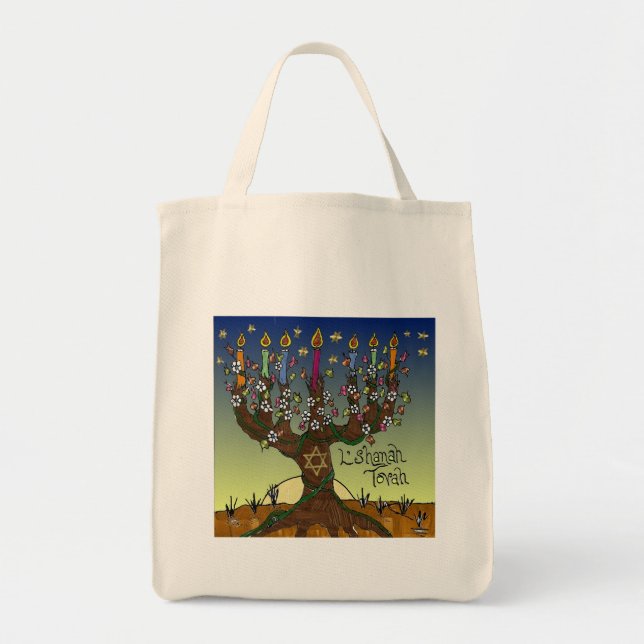 Judaica L'shanah Tovah Tree Of Life Gifts Apparel Tote Bag (Front)