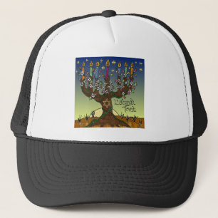 Judaica L'shanah Tovah Tree Of Life Gifts Apparel Trucker Hat