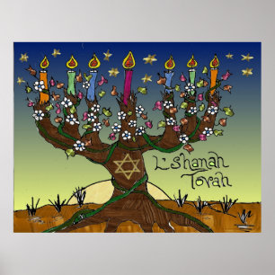 Judaica L'shanah Tovah Tree Of Life Print Poster
