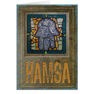 Judaica: Mosaic Hamsa w/ Cement Background