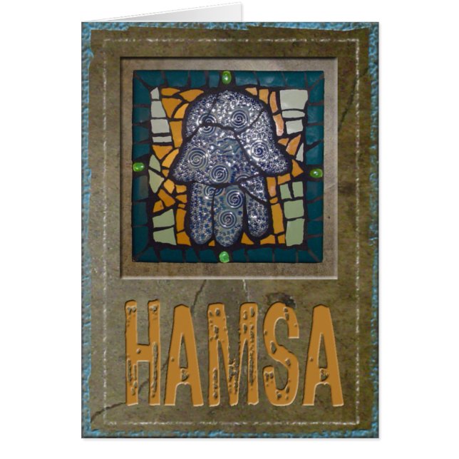 Judaica: Mosaic Hamsa w/ Cement Background (Front)