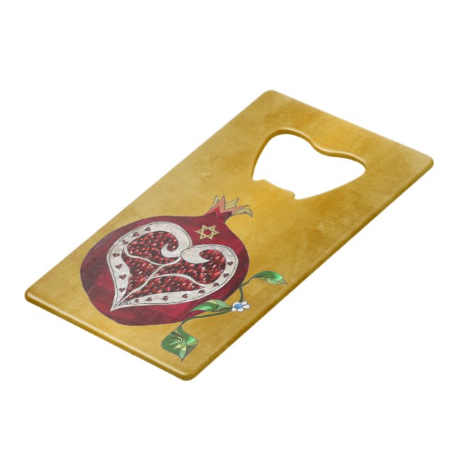 Judaica Pomegranate Heart Hanukkah Rosh Hashanah (Front Angled)
