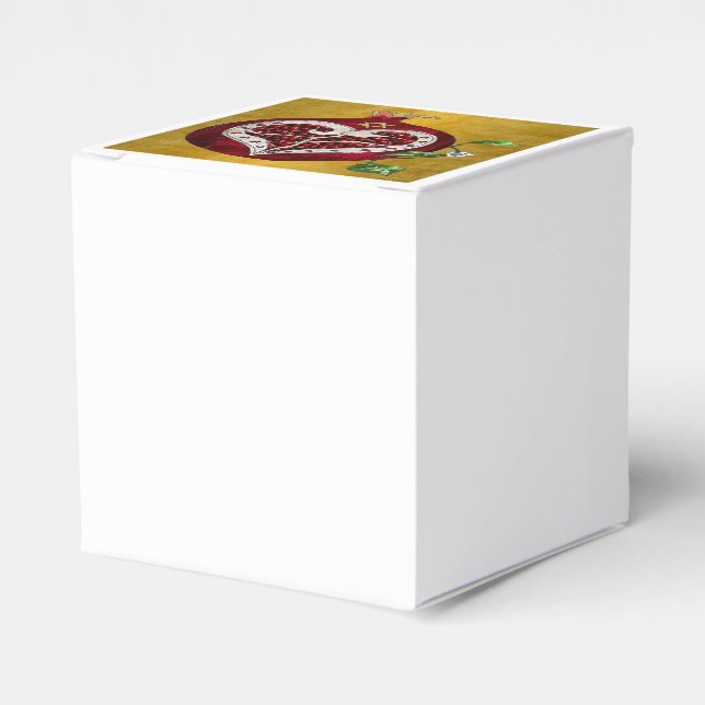 Judaica Pomegranate Heart Hanukkah Rosh Hashanah Favour Box (Front Side)