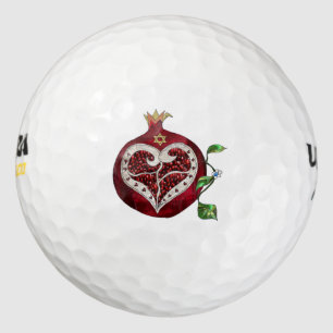 Judaica Pomegranate Heart Hanukkah Rosh Hashanah Golf Balls