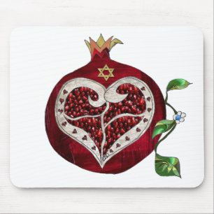 Judaica Pomegranate Heart Hanukkah Rosh Hashanah Mouse Mat