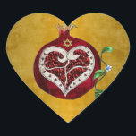 Judaica Pomegranate Heart Hanukkah Rosh Hashanah Sticker<br><div class="desc">Party and gift supplies for Hanukkah and Rosh Hashanah You are viewing The Lee Hiller Photography Art and Designs Collection of Home and Office Decor, Apparel, Gifts and Collectibles. The Designs include Lee Hiller Photography and Mixed Media Digital Art Collection. You can view her Nature photography at http://HikeOurPlanet.com/ and follow...</div>