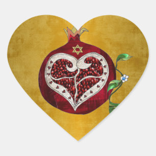 Judaica Pomegranate Heart Hanukkah Rosh Hashanah Sticker