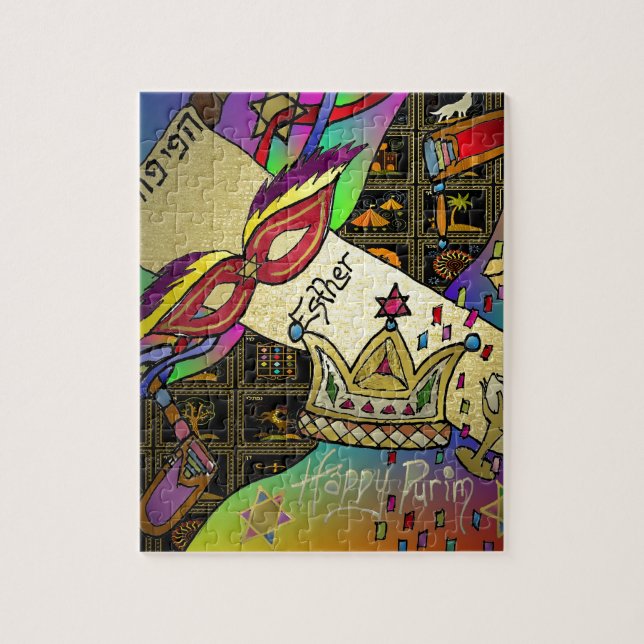 Judaica Purim Esther Celebration Art Print Jigsaw Puzzle (Vertical)