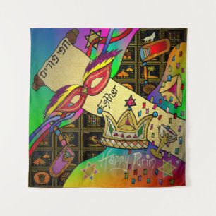 Judaica Purim Esther Celebration Dark Art Print  Tapestry