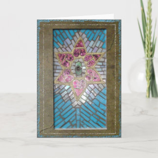 Judaica: Stained Glass Mosaic Hearts Star of David Card