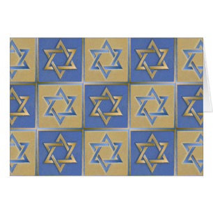Judaica Star Of David Metal Gold Blue