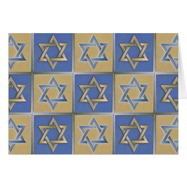 Judaica Star Of David Metal Gold Blue (Front Horizontal)