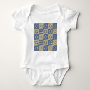 Judaica Star Of David Metal Gold Blue Baby Bodysuit