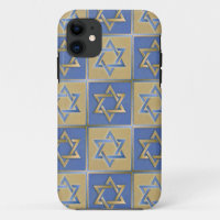 Judaica Star Of David Metal Gold Blue