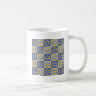 Judaica Star Of David Metal Gold Blue Coffee Mug
