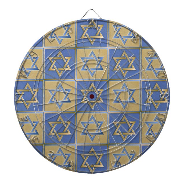 Judaica Star Of David Metal Gold Blue Dartboard (Front)