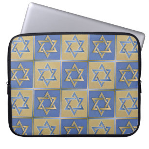 Judaica Star Of David Metal Gold Blue LapTop Slve Laptop Sleeve