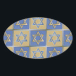 Judaica Star Of David Metal Gold Blue Oval Sticker<br><div class="desc">You are viewing The Lee Hiller Design Collection. Apparel,  Gifts & Collectibles  Lee Hiller Photography or Digital Art Collection. You can view her Nature photography at http://HikeOurPlanet.com/ and follow her hiking blog within Hot Springs National Park.</div>