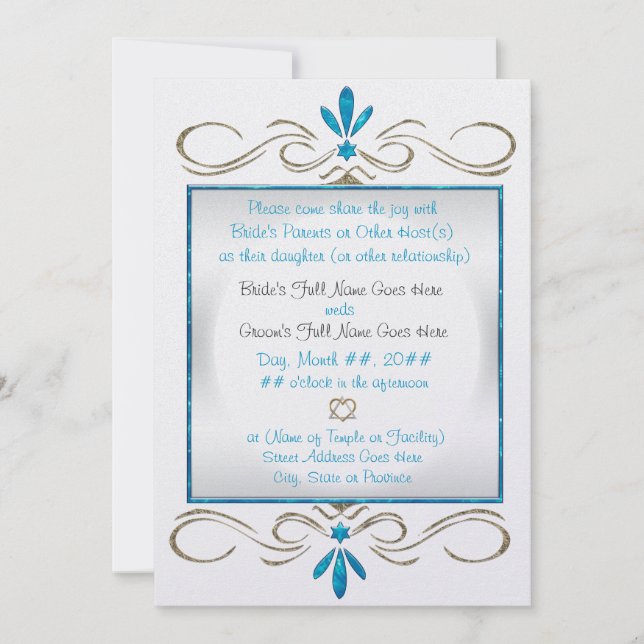 Judaism Flourishes Jewish Wedding Ceremony Invitation (Front)