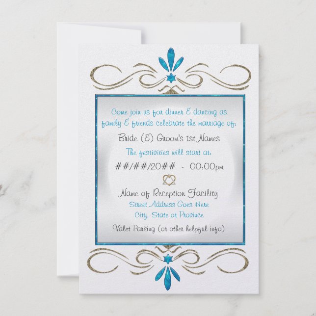 Judaism Flourishes Jewish Wedding Reception Invitation (Front)
