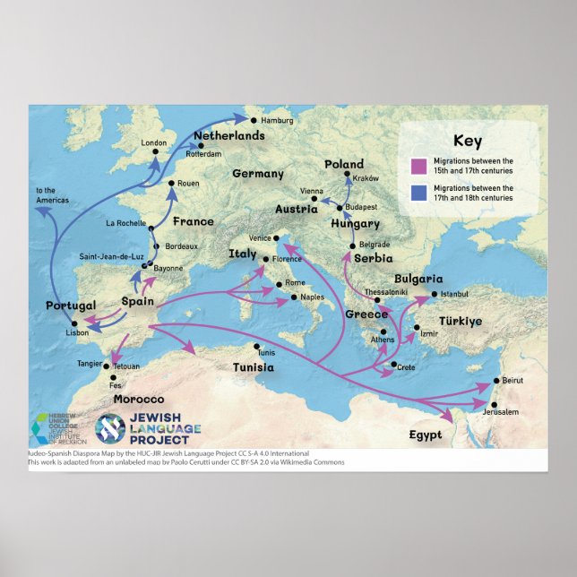 Judeo-Spanish diaspora map Poster (Front)