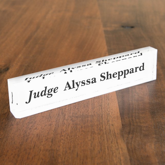 Judge Acrylic White Nameplate (Side)