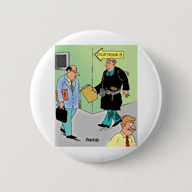 Judge Cartoon 6 Cm Round Badge (Front)
