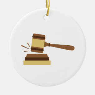 Judge Gavel Ceramic Tree Decoration