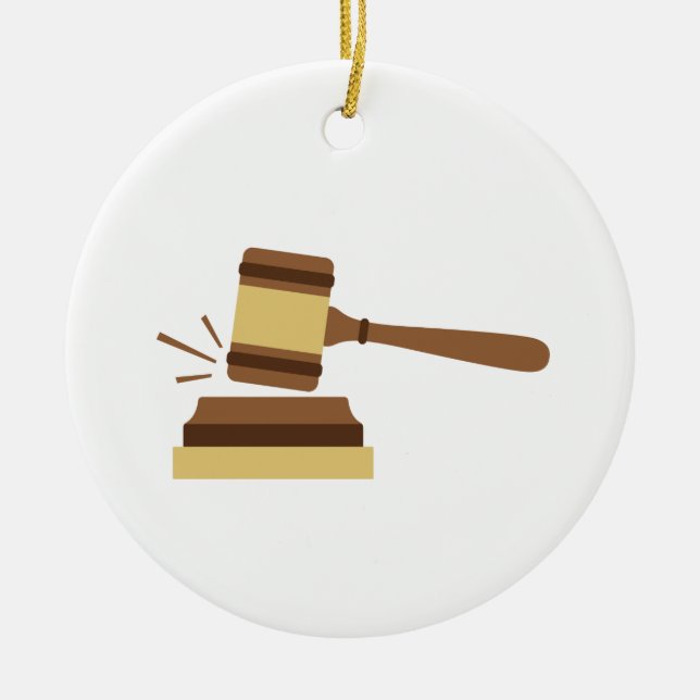 Judge Gavel Ceramic Tree Decoration (Front)