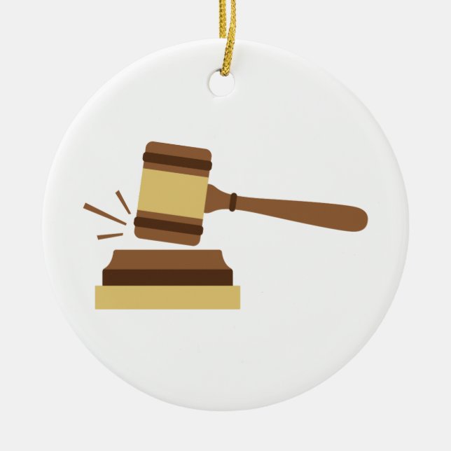 Judge Gavel Ceramic Tree Decoration (Front)