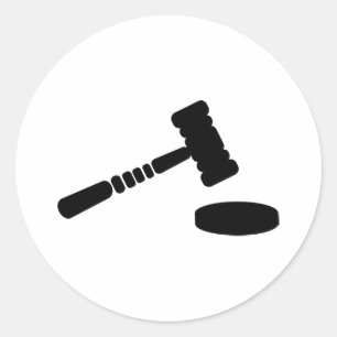 Judge hammer classic round sticker