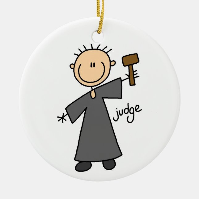 Judge Stick Figure Ceramic Tree Decoration (Front)